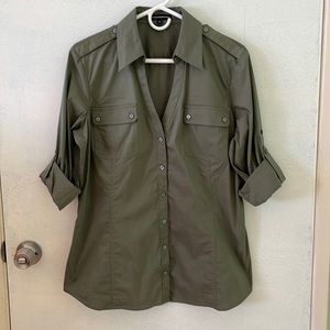 Express design studio- XL green button down shirt